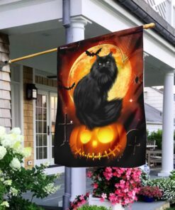 Halloween Black Cat Pumpkin Flag