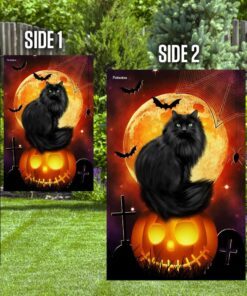 halloween black cat pumpkin flag 7958