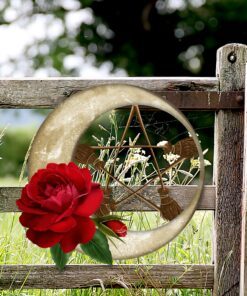 halloween broom hanging metal sign red rose lnt550ms 3614