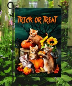 halloween cats trick or treat flag 1601