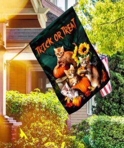 halloween cats trick or treat flag 1691