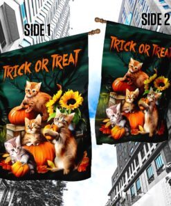 halloween cats trick or treat flag 7855
