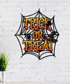 Halloween Decor Trick Or Treat Hanging Metal Sign ANT158MS