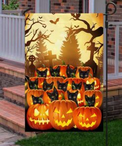 halloween flag black cats jack o ’lantern pumpkin qnk877f 6797