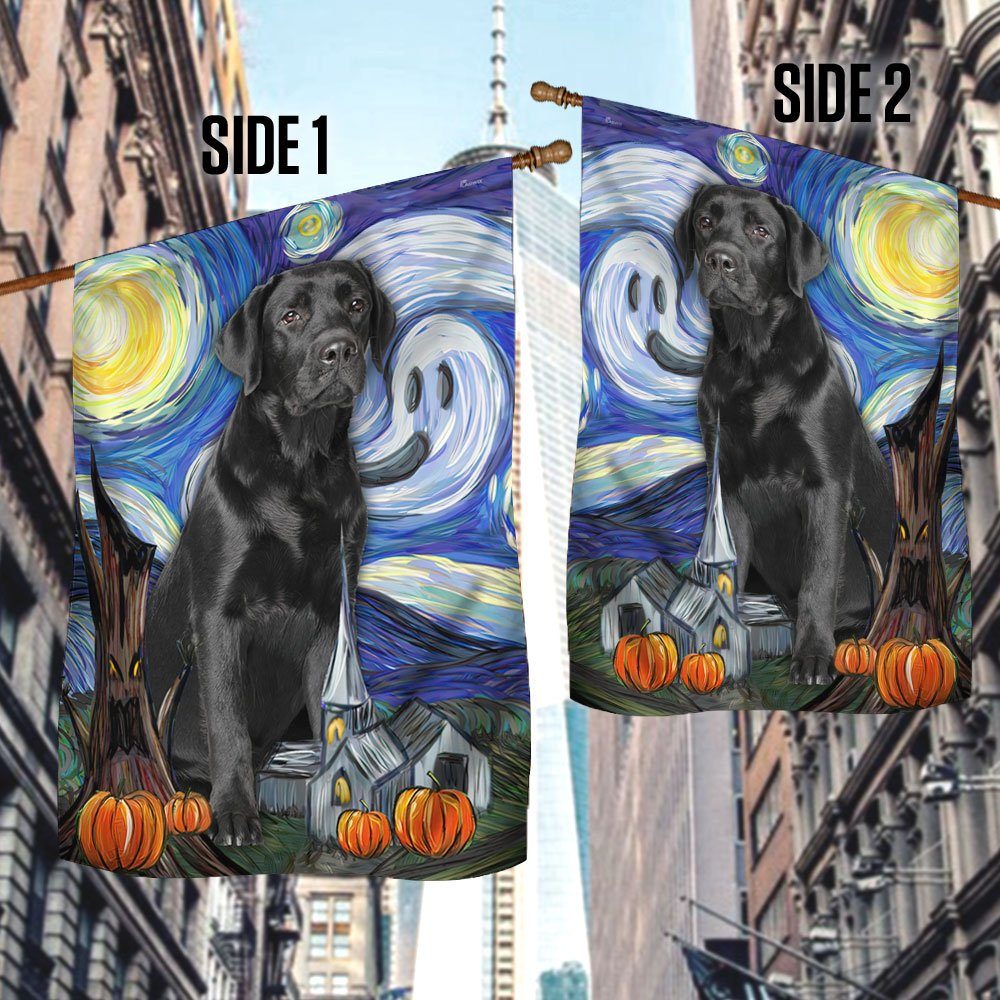 Halloween Flag Black Labrador Retriever Scary Starry Night DDH2794Fv3 - Image 2