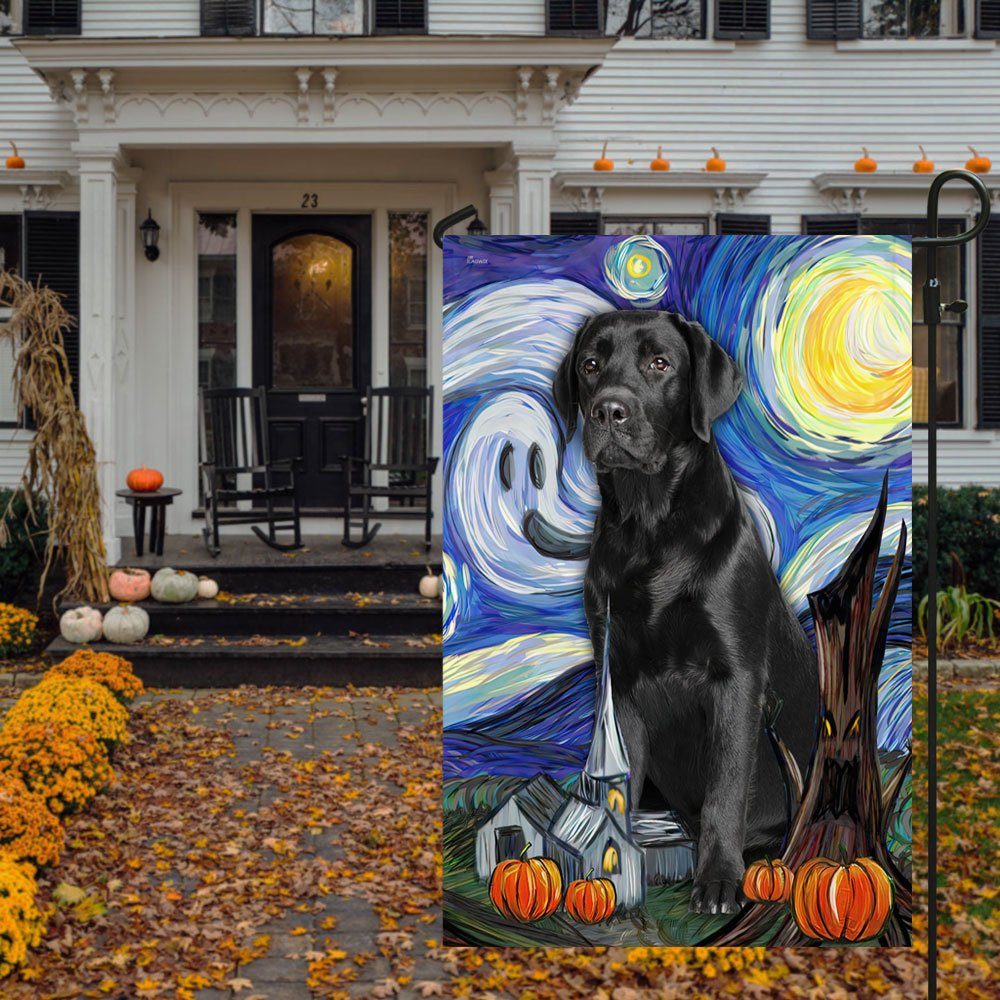 Halloween Flag Black Labrador Retriever Scary Starry Night DDH2794Fv3 - Image 6