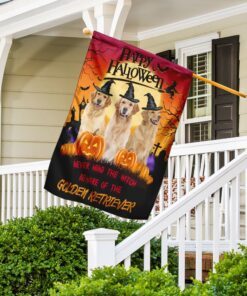 halloween flag never mind the witch beware of the golden retriever flag trl1211f 6543