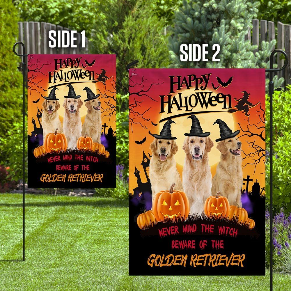 Halloween Flag Never Mind The Witch Beware Of The Golden Retriever Flag TRL1211F - Image 8