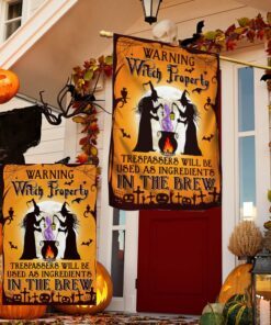 halloween flag witch witchcraft witch property trespassers will be used as ingredients in the brew flag mln535f 3031