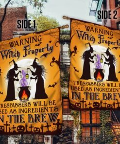 halloween flag witch witchcraft witch property trespassers will be used as ingredients in the brew flag mln535f 4005
