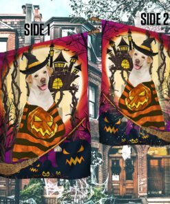 halloween flag yellow labrador retriever witch anl187f 2510