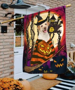 Halloween Flag Yellow Labrador Retriever Witch ANL187F