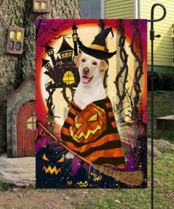halloween flag yellow labrador retriever witch anl187f 6286