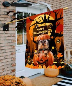 Halloween Flag Yorkshire Terrier Pumpkin Flag TRN1267F