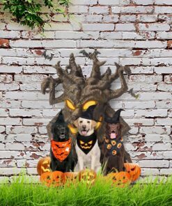 Halloween Garden Metal Sign Labrador Retrievers Under Spooky Tree DDH2767MSv1