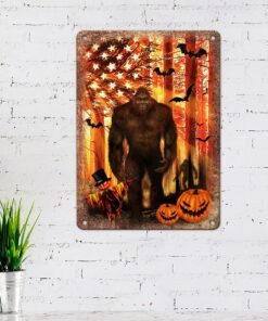 Halloween Hanging Metal Sign Bigfoot Into The Forest DDH2787MS