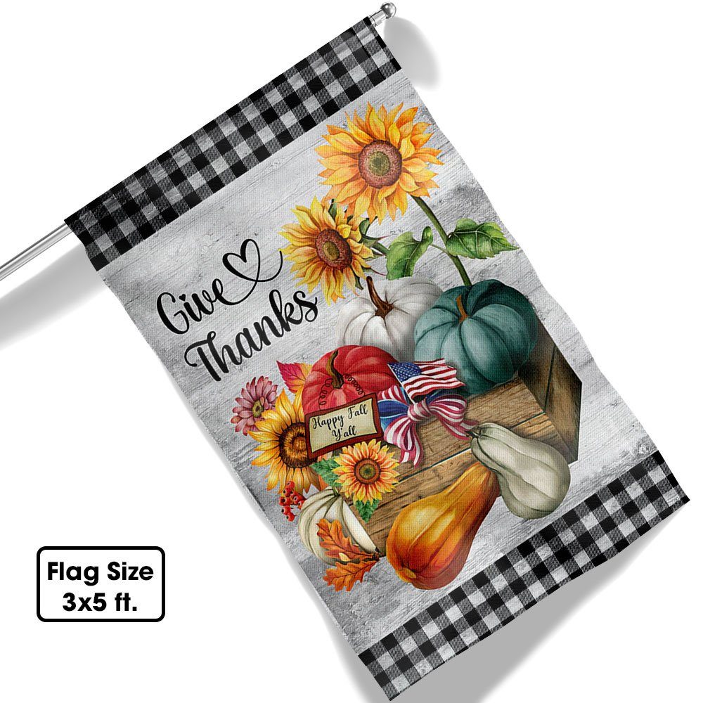 Halloween Pumpkin Give Thanks Happy Fall Y'all Thanksgiving Halloween Flag MLN548F - Image 6