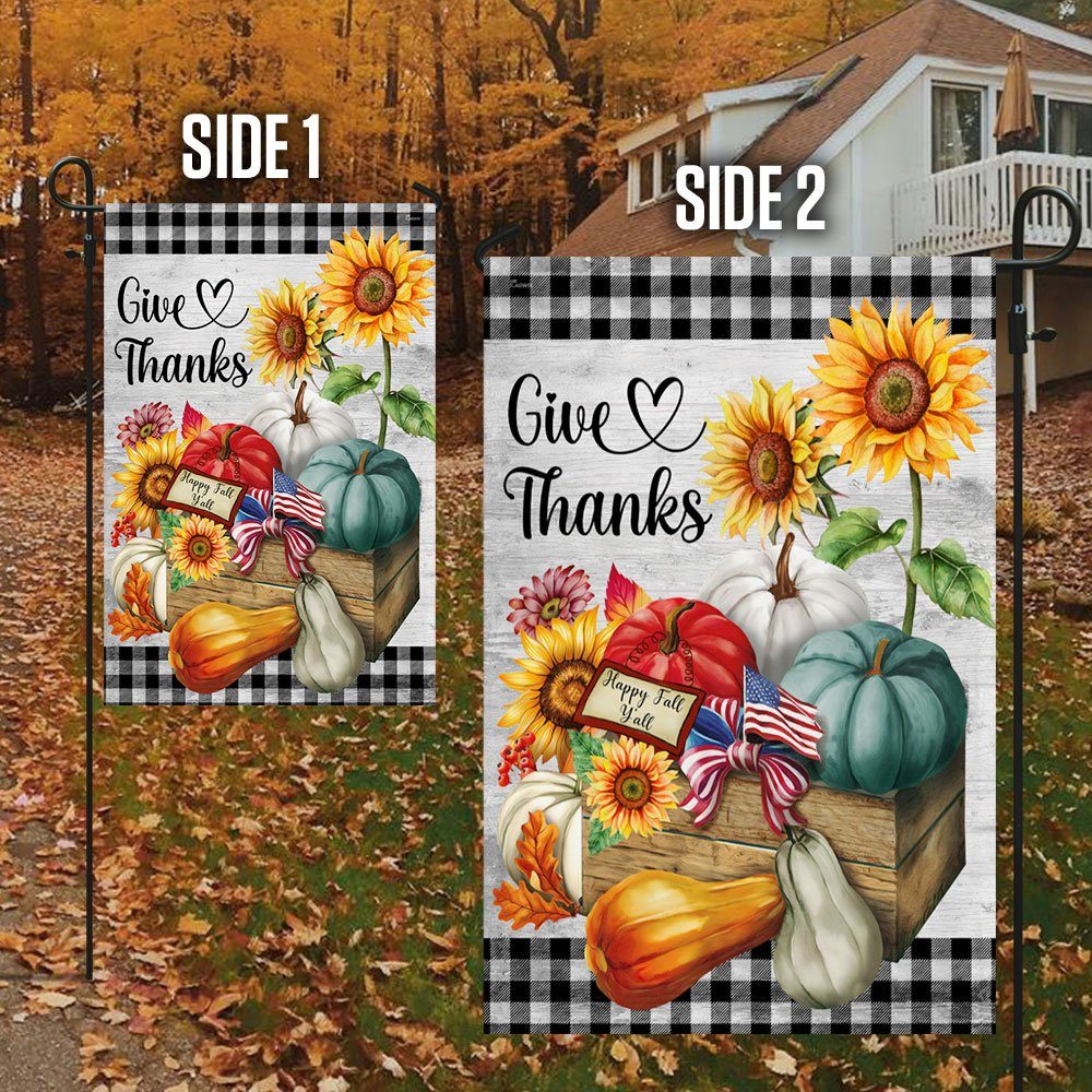 Halloween Pumpkin Give Thanks Happy Fall Y'all Thanksgiving Halloween Flag MLN548F - Image 5