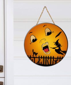 Halloween Round Wooden Sign Moon Vintage NTB186WD