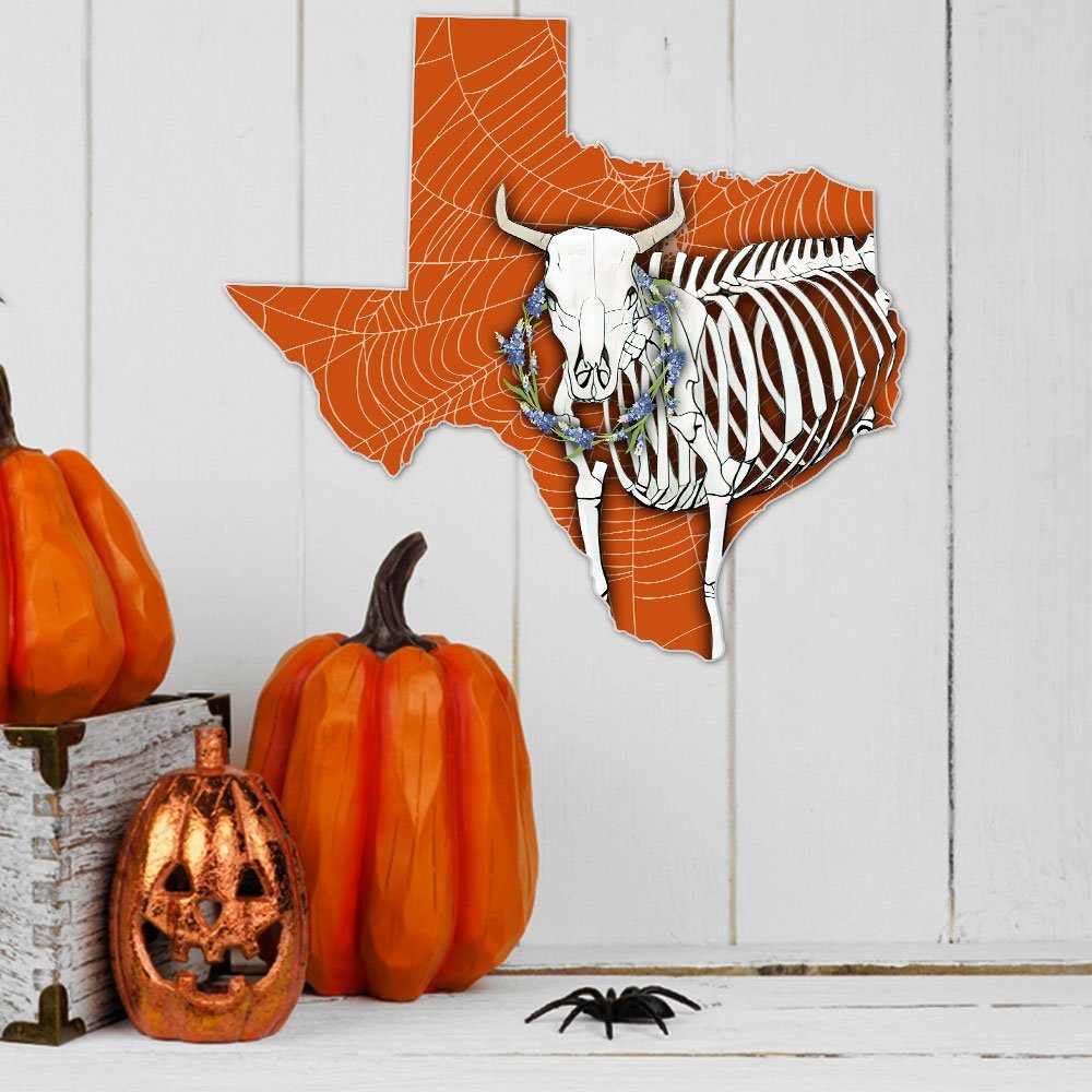 Halloween Texas Hanging Metal Sign Longhorn Skull Bone LNT509MS - Image 2