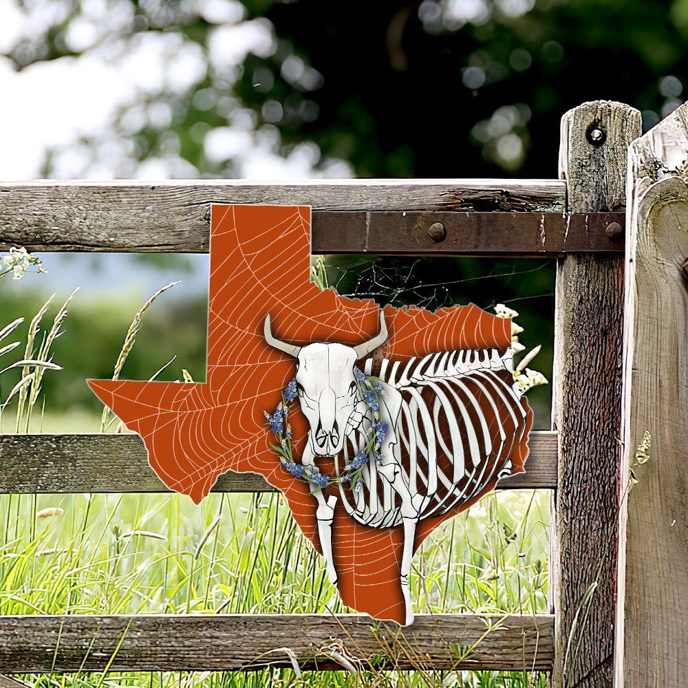 Halloween Texas Hanging Metal Sign Longhorn Skull Bone LNT509MS - Image 5