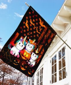 Halloween Unicorn American US Flag