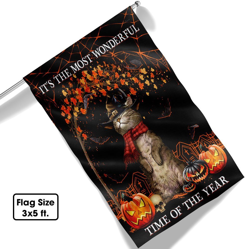 Halloween Welcome Witch Cat It's The Most Wonderful Time Of The Year Flag MLN525F - Image 6
