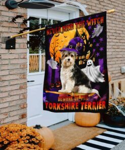 Halloween Yorkshire Flag Flagwix™ Never Mind The Witch Beware Of The Yorkshire Terrier Flag