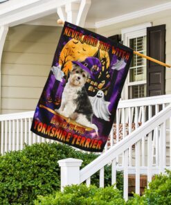 halloween yorkshire flag flagwix™ never mind the witch beware of the yorkshire terrier flag 7147