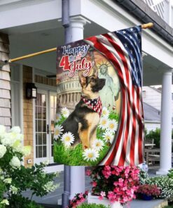 Happy 4th Of July. German Shepherd American Flag TPT208F