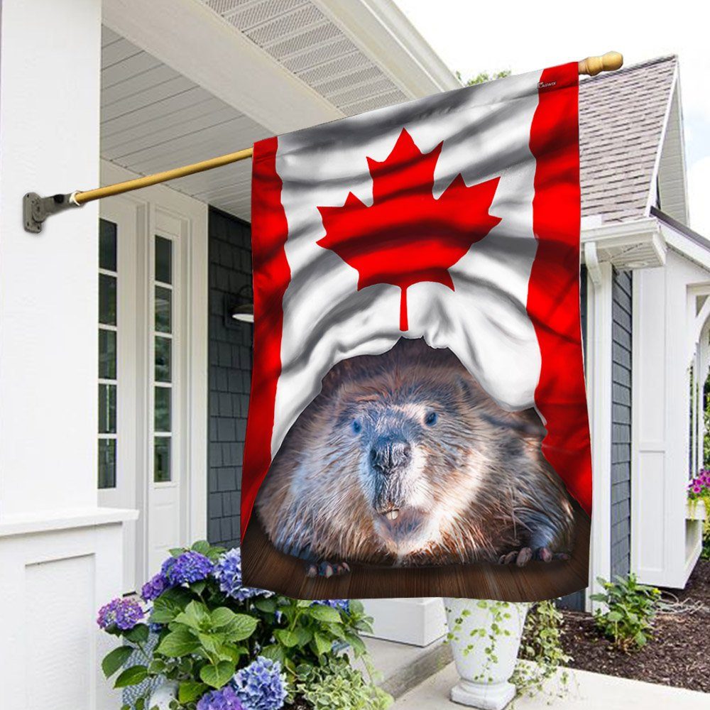 Happy Canada Day Flag. Canada's Birthday Flag. Dominion Day Flag. Canada Beaver Flag LNT1888Fv1