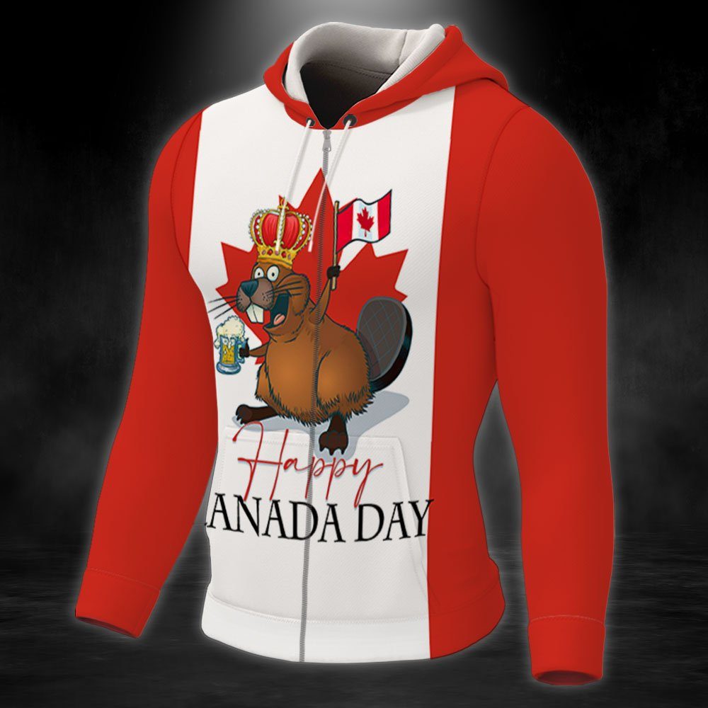 Happy Canada Day Hoodie. Canada's Birthday Hoodie.  Dominion Day Hoodie Funny  Beaver Hoodie LNT144ZH - Image 5