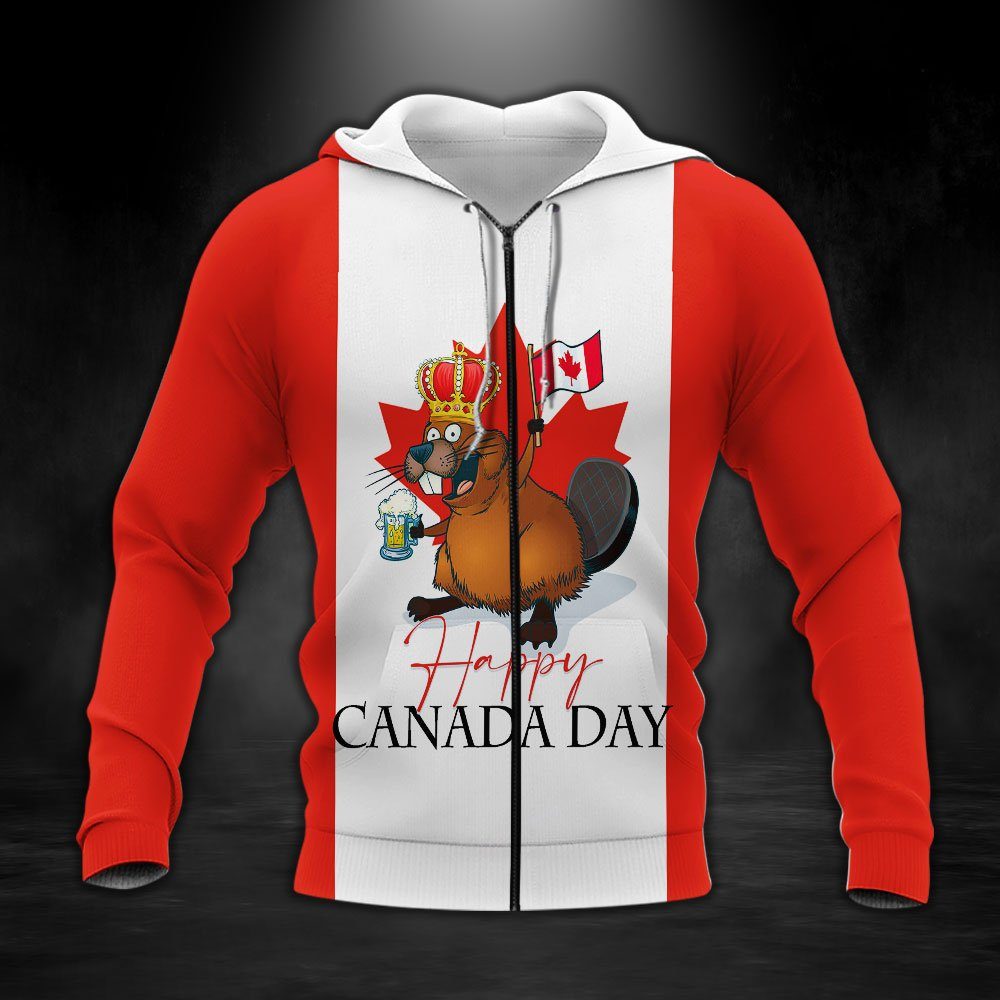 Happy Canada Day Hoodie. Canada's Birthday Hoodie.  Dominion Day Hoodie Funny  Beaver Hoodie LNT144ZH - Image 2