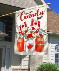 Happy Canada Day Patriotic Flower Flag TQN1203F