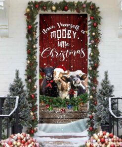 happy cattle christmas door cover 4881