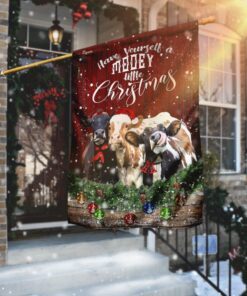 Happy Cattle Christmas Flag