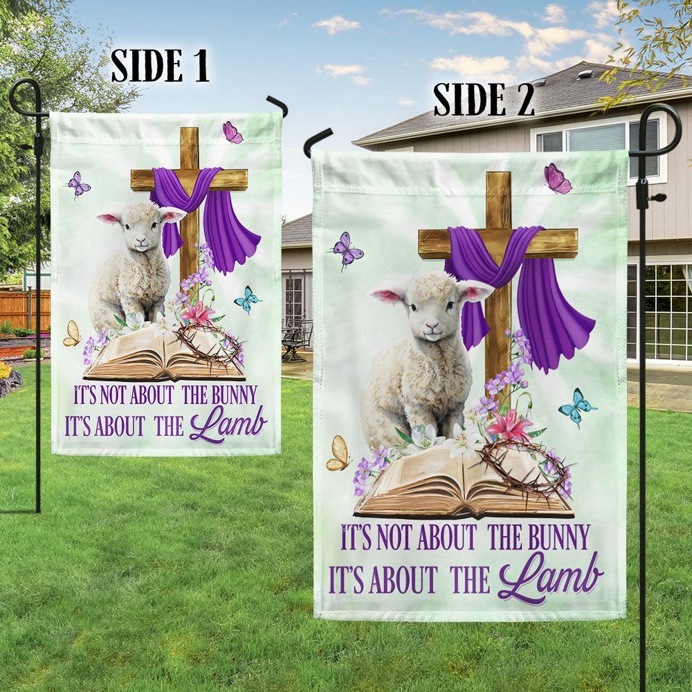 Happy Easter, It's About The Lamb Christian Cross Easter Flag TPT627F - Image 5