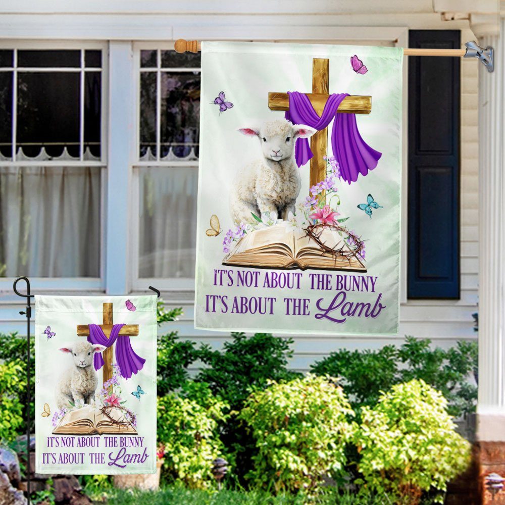 Happy Easter, It's About The Lamb Christian Cross Easter Flag TPT627F - Image 4