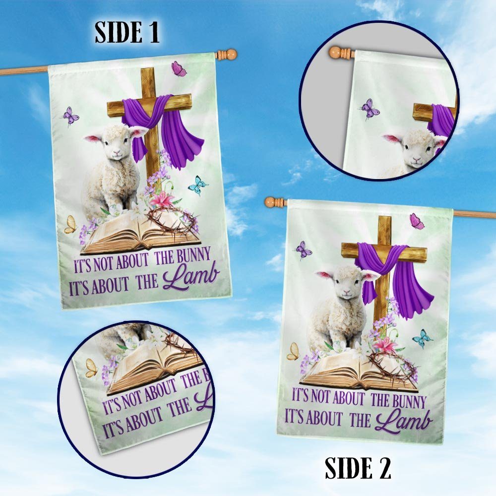 Happy Easter, It's About The Lamb Christian Cross Easter Flag TPT627F - Image 2