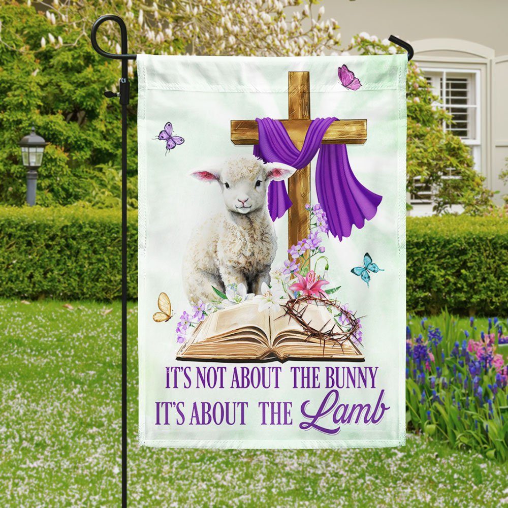 Happy Easter, It's About The Lamb Christian Cross Easter Flag TPT627F - Image 3