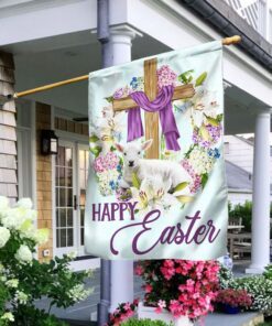 Happy Easter, Lamb Christian Cross Flag TPT652F