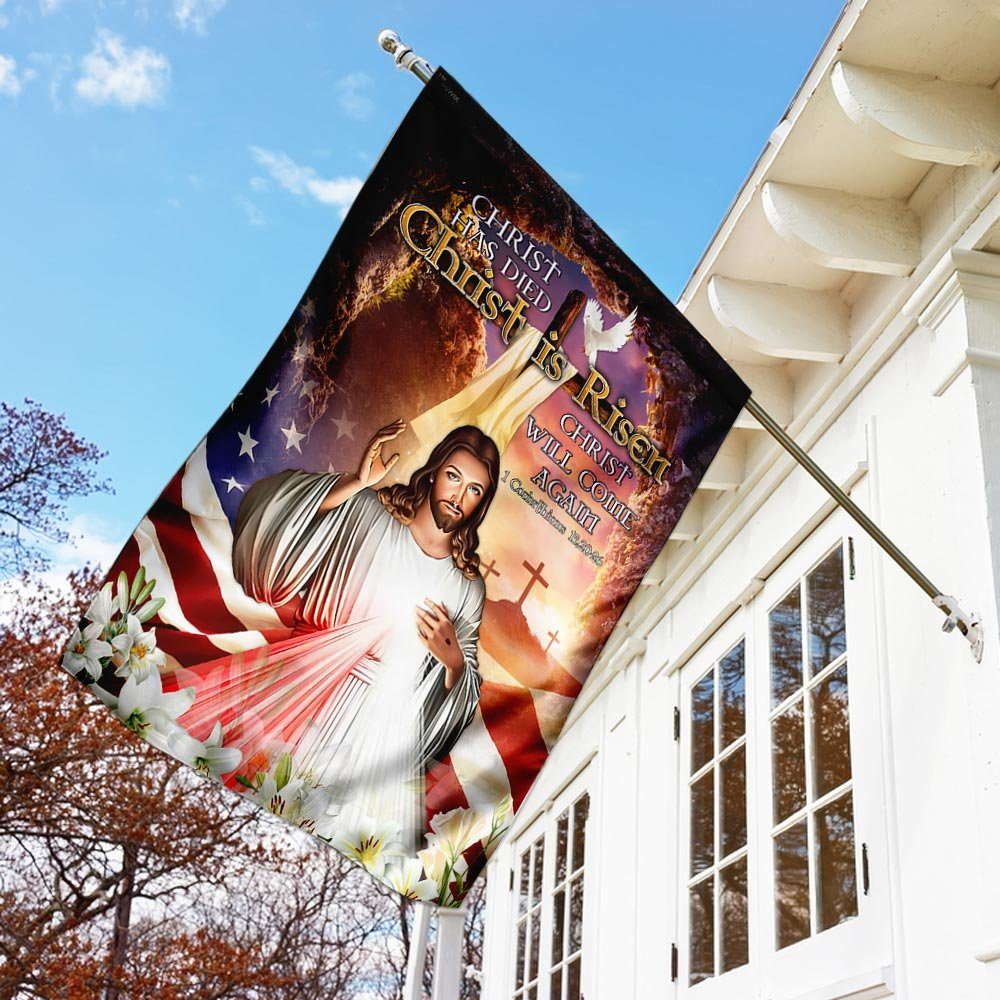 Happy Easter. Christ Has Died Christ Is Risen Christ Will Come Again. Jesus Flag - Image 2