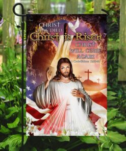 happy easter. christ has died christ is risen christ will come again. jesus flag 1794