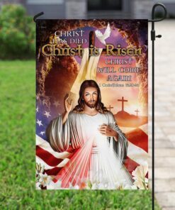happy easter. christ has died christ is risen christ will come again. jesus flag 2070