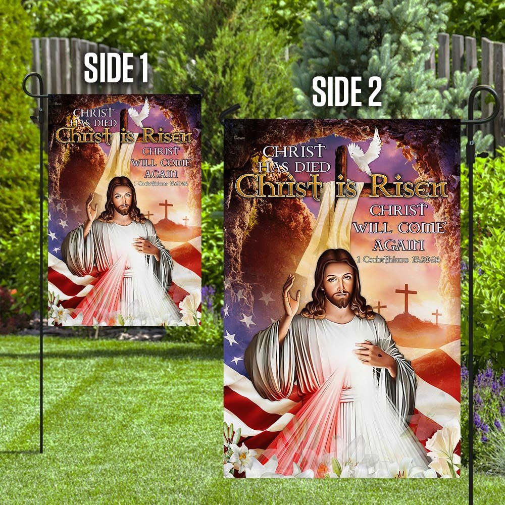 Happy Easter. Christ Has Died Christ Is Risen Christ Will Come Again. Jesus Flag - Image 8