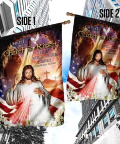 happy easter. christ has died christ is risen christ will come again. jesus flag 5378