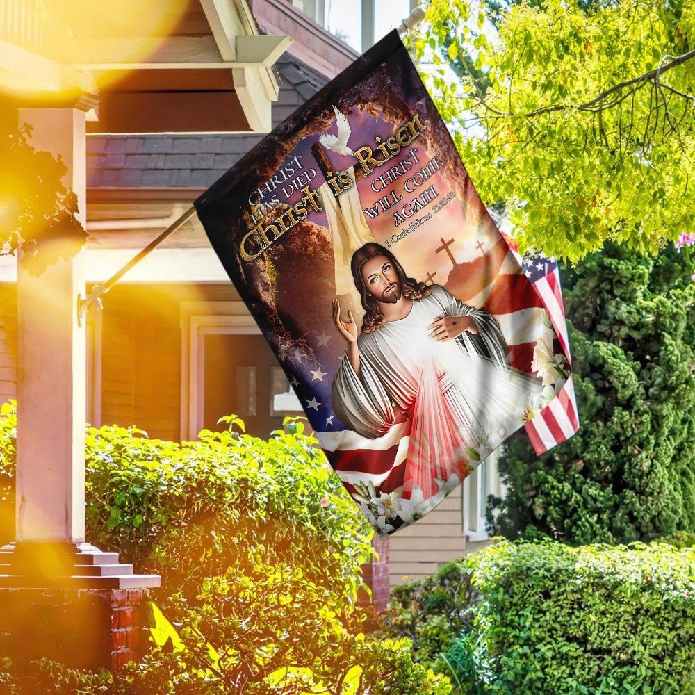 Happy Easter. Christ Has Died Christ Is Risen Christ Will Come Again. Jesus Flag - Image 3