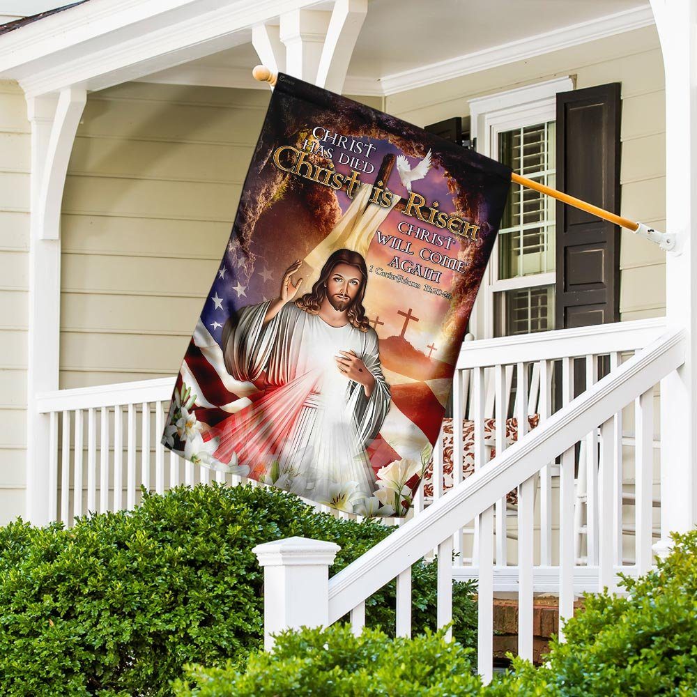 Happy Easter. Christ Has Died Christ Is Risen Christ Will Come Again. Jesus Flag - Image 5