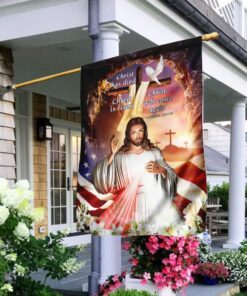Happy Easter. Christ Has Died Christ Is Risen Christ Will Come Again Flag