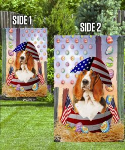 happy easter basset hound american flag 6330